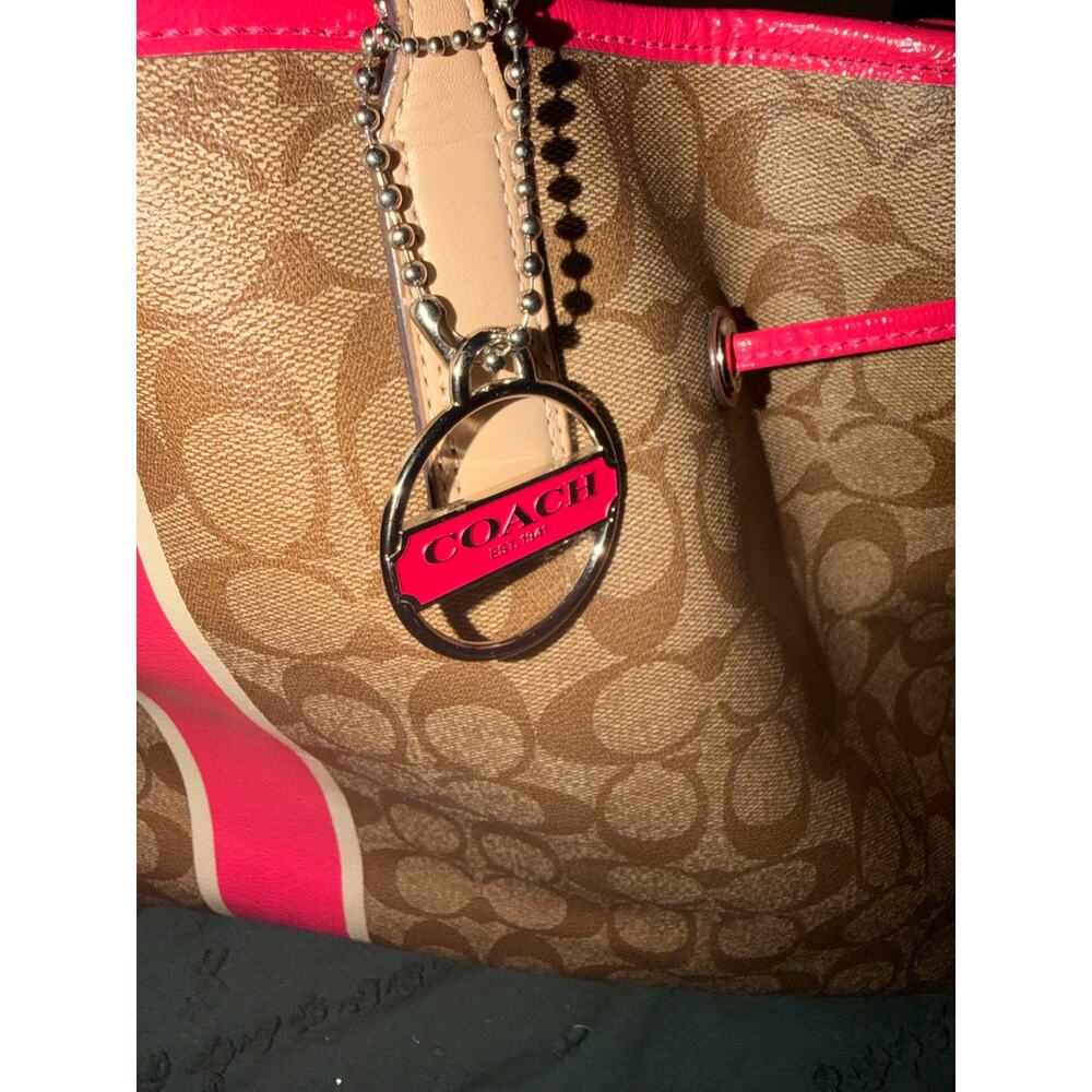 Coach Signature Stripe Drawstring Carryall Bag - Picture 3 of 12